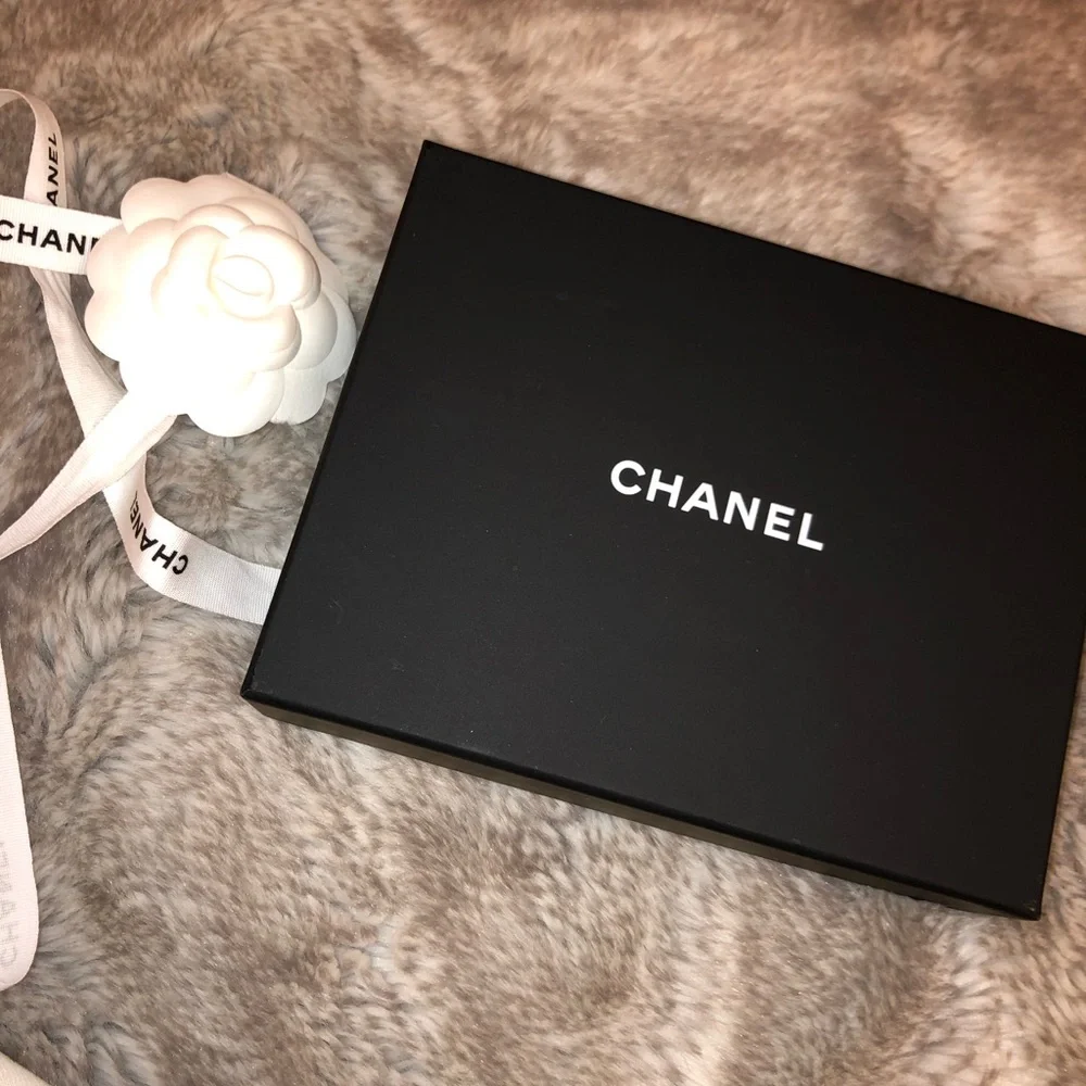 Chanel lambskin leather blue bifold wallet